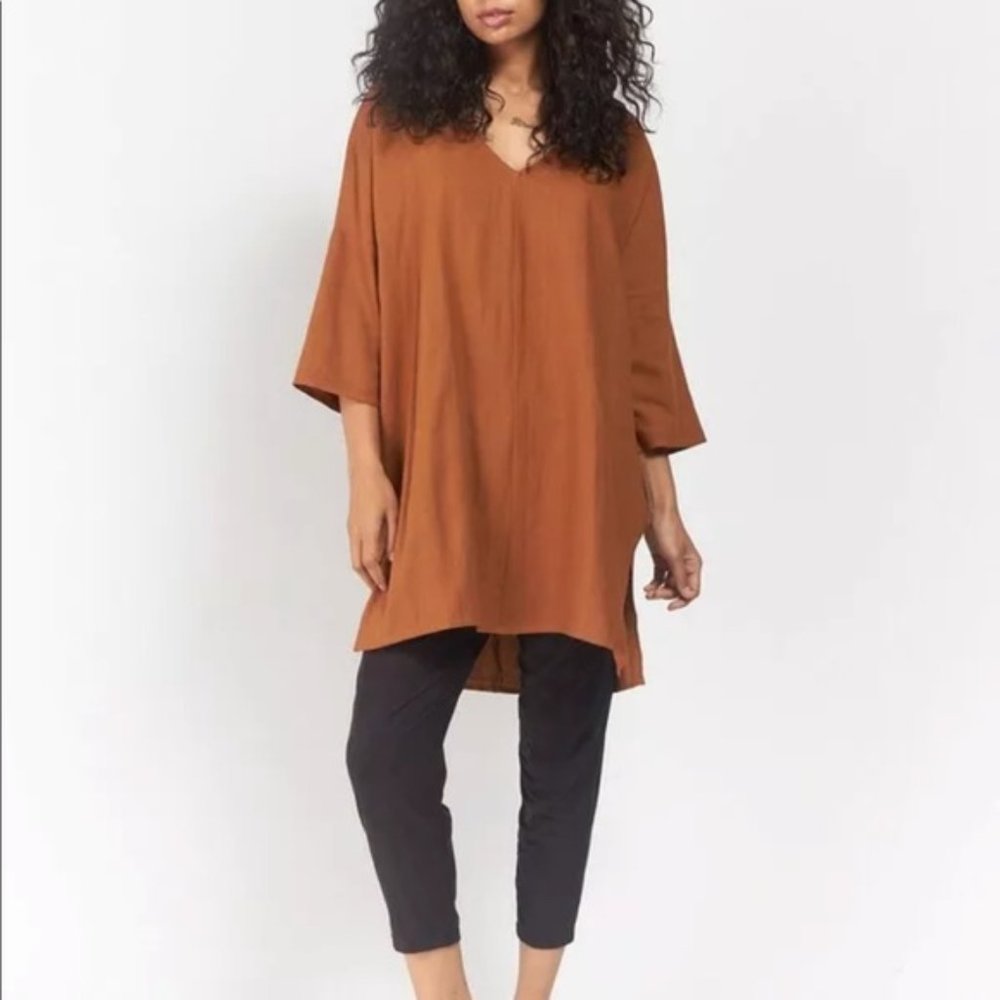 Ali Golden Rust Raw Silk Tunic Dress- One size